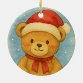 Christmas Teddy Bear in Snowy Wonderland Keramik Ornament (Hinten)