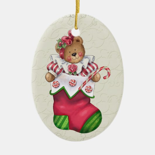 Christmas Teddy Bear Keramikornament (Vorne)