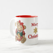Christmas Teddy Bear - Mädchen Zweifarbige Tasse (Vorderseite Links)