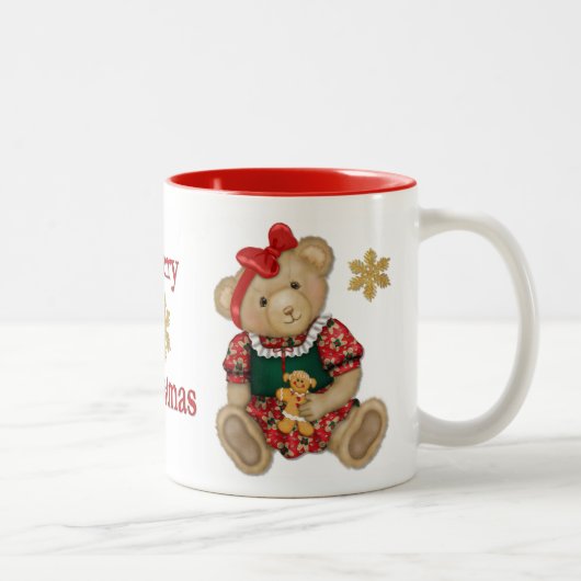 Christmas Teddy Bear - Mädchen Zweifarbige Tasse (Rechts)