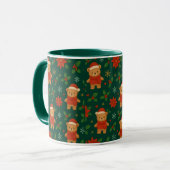 Christmas Teddy Bear Pattern – Cute Green Holiday Tasse (Vorderseite Links)