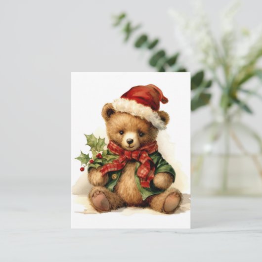 Christmas Teddy Bear Postkarte (Stehend Vorderseite)