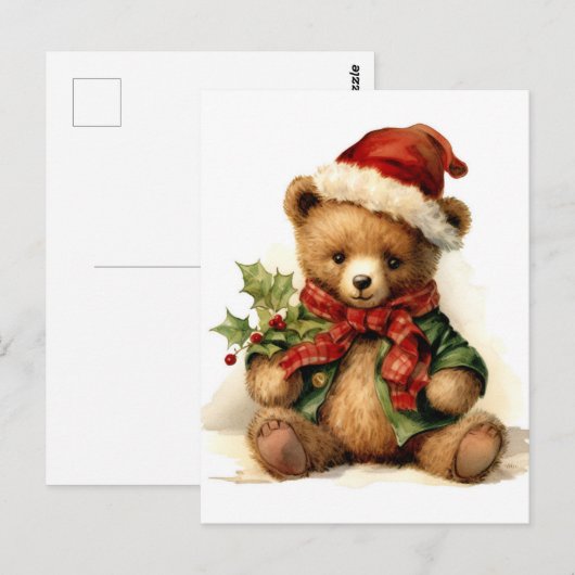 Christmas Teddy Bear Postkarte (Vorne/Hinten)