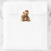 Christmas Teddy Bear Quadratischer Aufkleber (Tasche)