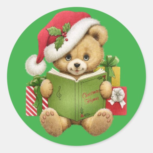 Christmas Teddy Bear Runder Aufkleber (Vorderseite)
