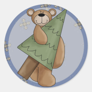 Christmas Teddy Bear Runder Aufkleber