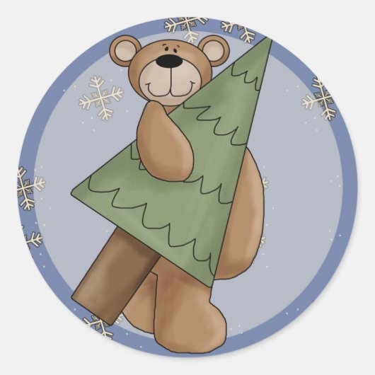Christmas Teddy Bear Runder Aufkleber (Vorderseite)