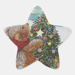 Christmas Teddy Bear Stern-Aufkleber