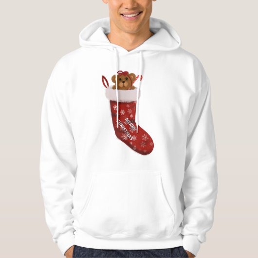 Christmas Teddy Bear Stocking Hoodie (Vorderseite)