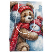 Christmas Teddy Bear und Snowman Mittlere Geschenktüte (Vorderseite)