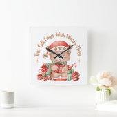 Christmas Teddy Bear Wall Clock Nursery Quadratische Wanduhr (Zuhause)