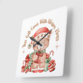 Christmas Teddy Bear Wall Clock Nursery Quadratische Wanduhr (Winkel)