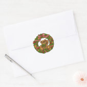 Christmas Teddy Bear Wreath Runder Aufkleber (Umschlag)
