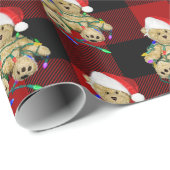 Christmas Teddy Bears On Buffalo Plaid Geschenkpapier (Rolleneckpunkt)