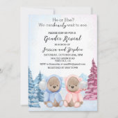 Christmas Teddy Bears Pink Blue Gender Reveal Einladung (Vorderseite)