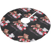 Christmas Teddy Bears Tree Skirt Polyester Weihnachtsbaumdecke (Schrägansicht)