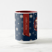 Christmas Teddy Friend Personalisiert Banner Blue Tasse (Zentrum)
