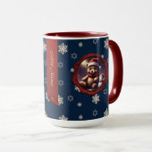Christmas Teddy Friend Personalisiert Banner Blue Tasse (VorderseiteRechts)