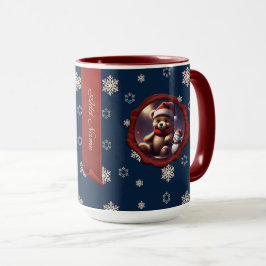 Christmas Teddy Friend Personalisiert Banner Blue Tasse