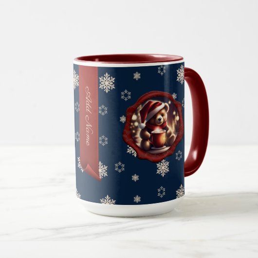 Christmas Teddy HotCocoa Personalisiertes Banner B Tasse (VorderseiteRechts)