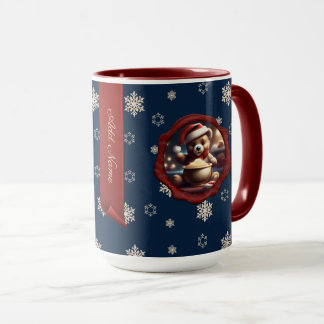 Christmas Teddy Porridge Personalisiert Banner Blu Tasse