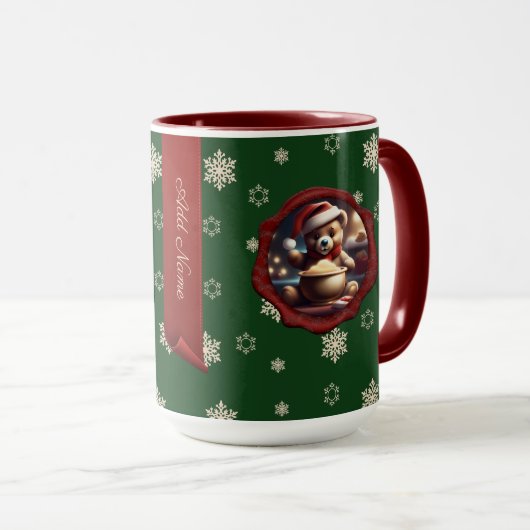 Christmas Teddy Porridge Personalisiert Banner Gre Tasse (VorderseiteRechts)