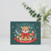 Christmas Teddy Postcard Postkarte (Stehend Vorderseite)