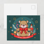 Christmas Teddy Postcard Postkarte (Vorne/Hinten)
