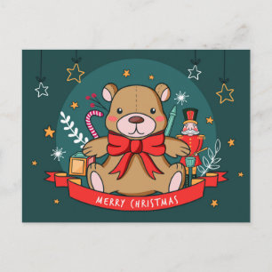 Christmas Teddy Postcard Postkarte