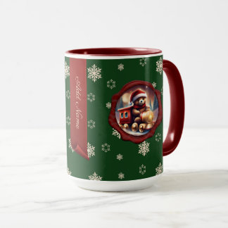 Christmas Teddy Train Personalisiert Banner Green Tasse