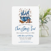 Christmas Tee Blue Gnome Party Einladung (Stehend Vorderseite)