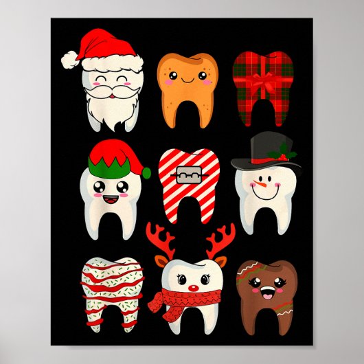 Christmas Teeth Dentist Xmas Reindeer Santa Squad Poster (Vorne)