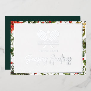 Christmas Tennis Club Froher Festtage Silver Folien Feiertagskarte