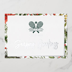 Christmas Tennis Club Mitglieder Grüße Silver Folien Feiertagskarte