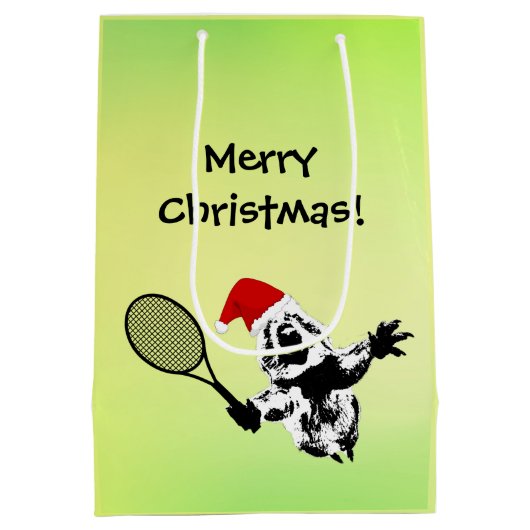 Christmas Tennis Quokka Geschenktasche Mittlere Geschenktüte (Rückseite)