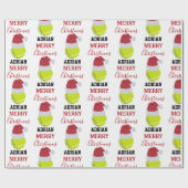 Christmas Tennis Sports Ball Custom Name Geschenkpapier (Flach)