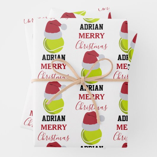 Christmas Tennis Sports Ball Individuelle Name Geschenkpapier Set (Beispiel)