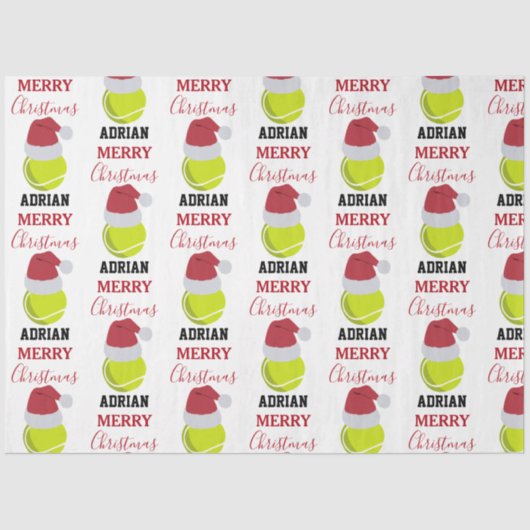 Christmas Tennis Sports Ball Individuelle Name Seidenpapier (Vorderseite)
