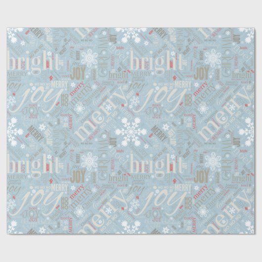 Christmas Text and Snowflake Pattern Blue ID257 Geschenkpapier (Flach)