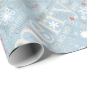 Christmas Text and Snowflake Pattern Blue ID257 Geschenkpapier (Rolleneckpunkt)