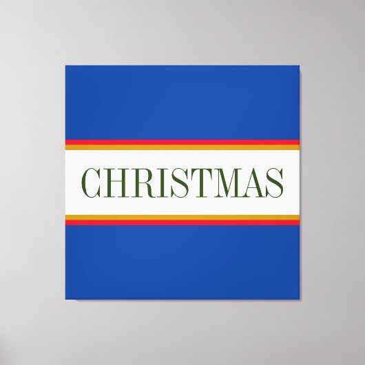 CHRISTMAS Text Festivals Alpin Blaue Streifen Leinwanddruck (Vorderseite)