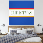 CHRISTMAS Text Festivals Alpin Blaue Streifen Leinwanddruck (Insitu (Schlafzimmer))