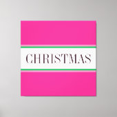 CHRISTMAS Text Festivals Bright Pink White Stripes Leinwanddruck (Vorderseite)