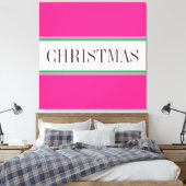 CHRISTMAS Text Festivals Bright Pink White Stripes Leinwanddruck (Insitu (Schlafzimmer))