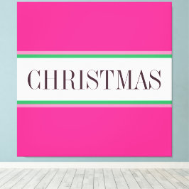 CHRISTMAS Text Festivals Bright Pink White Stripes Leinwanddruck