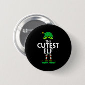 Christmas The Cutest Elf Xmas Family Matching Boys Button (Vorne & Hinten)