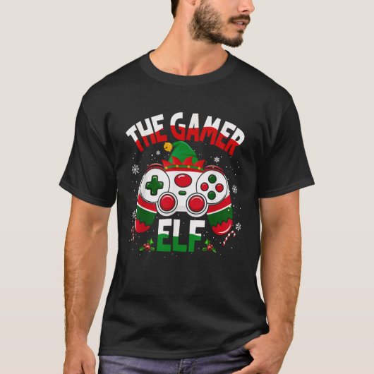Christmas The Gamer Elf Video Gaming Ugly Xmas Swe T-Shirt (Vorderseite)