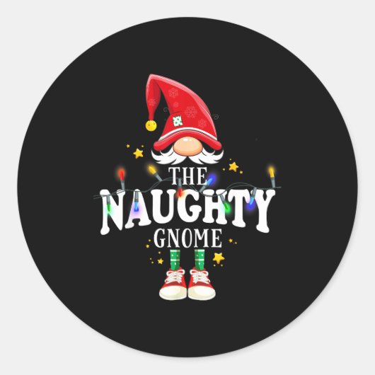 Christmas The Naughty Gnome X-mas Matching Pjs Runder Aufkleber (Vorderseite)