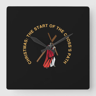 Christmas: The Start of the Cross's Path Quadratische Wanduhr
