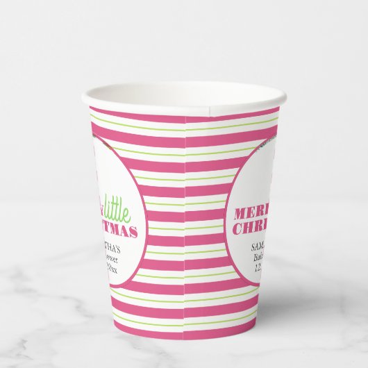 Christmas Theme Baby Shower Paper Cups Pink Green Pappbecher (Rechts)